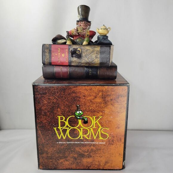 Rare Alice in Wonderland Sculpture Figurine Book Worms The Penny Whistle Group - Picture 1 of 16